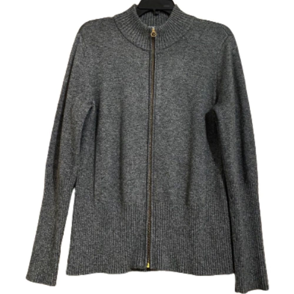 CALVIN KLEIN WOMEN’s GRAY CREW NECK ZIP SWEATER Size M
